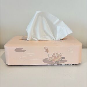 Vintage McGregor 1960's Lotus flower pastel pink tissue box cover made in Japan